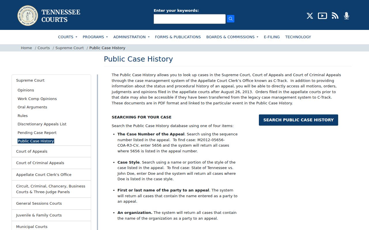 Tennessee appellate case history instructions