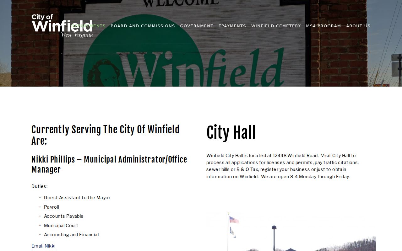Winfield Scott County court records City Hall page